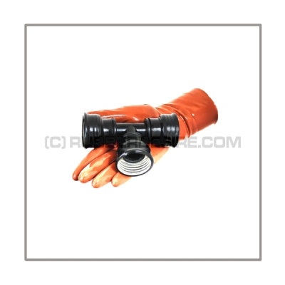 Gasmask-t-joint T-FEMALE-OCC with gasmask-connector-threads 3 x female without breathing reduction vent